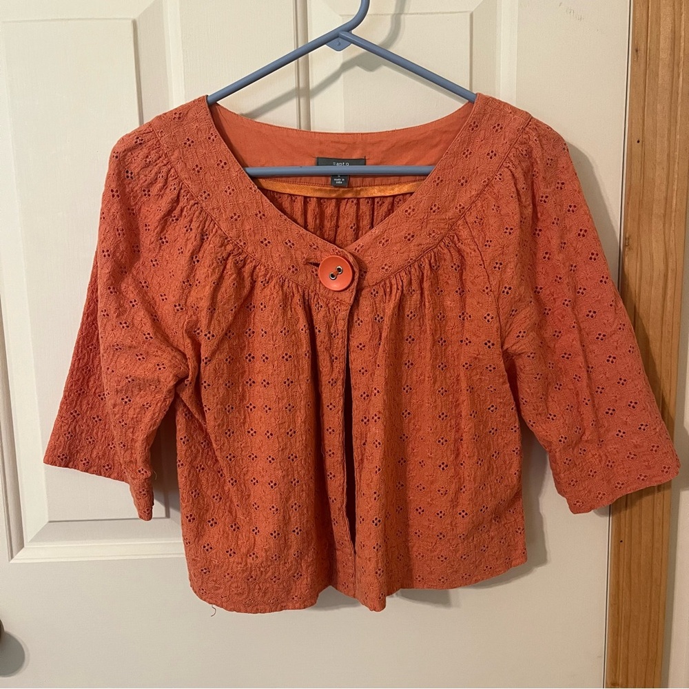 Apt. 9 Orange Boxy 3/4 Sleeve Blouse
